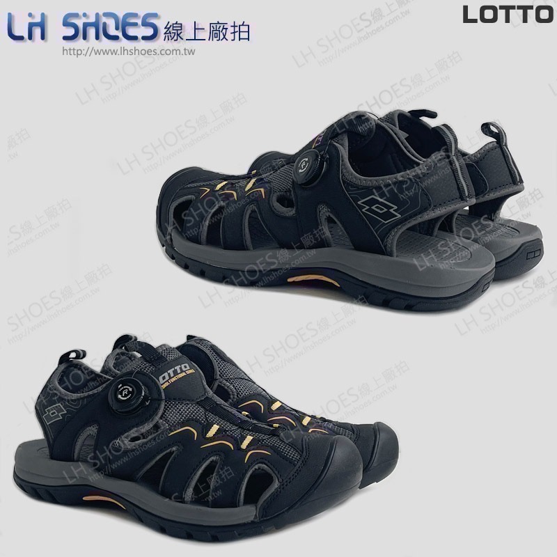LOTTO 護趾 轉扣 男 運動涼鞋 黑灰 CM 25 (5570) 瑕疵特價-細節圖2