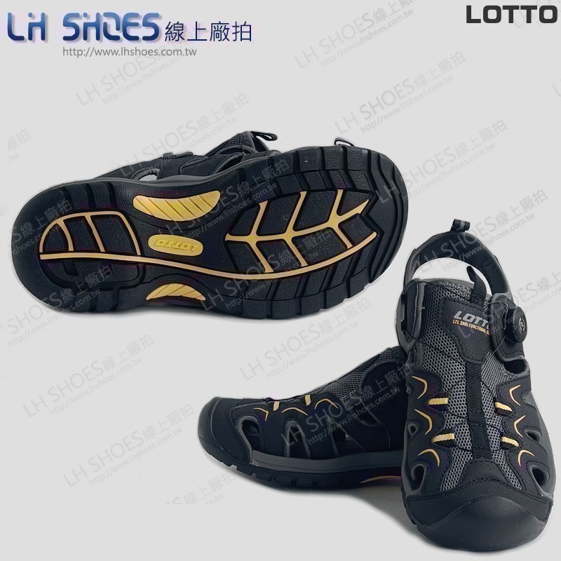 LOTTO 護趾 轉扣 男 運動涼鞋 黑灰 CM 25 (5570) 瑕疵特價-細節圖3