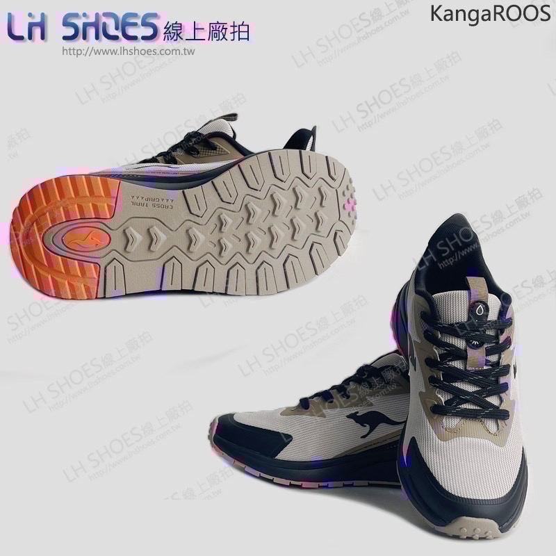 KangaROOS 防潑水 男 運動鞋 米黑金CM 25.5/26/27/27.5/28/29 (41624)-細節圖3