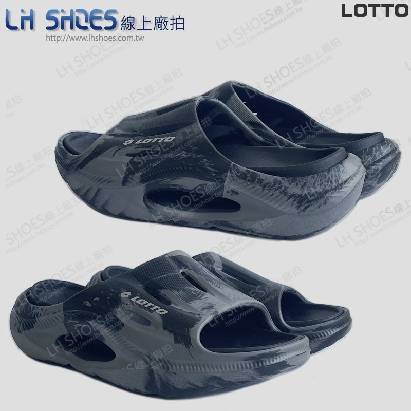 LOTTO 舒緩 男 運動拖鞋 迷彩黑 CM 28 (8291) 瑕疵特價-細節圖3