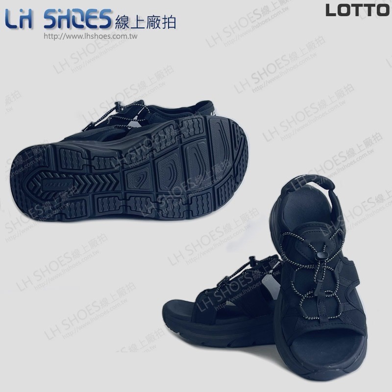 LOTTO 厚底 輕量 女 運動涼鞋 曜岩黑 CM 22/23 (9340) 瑕疵特價-細節圖2