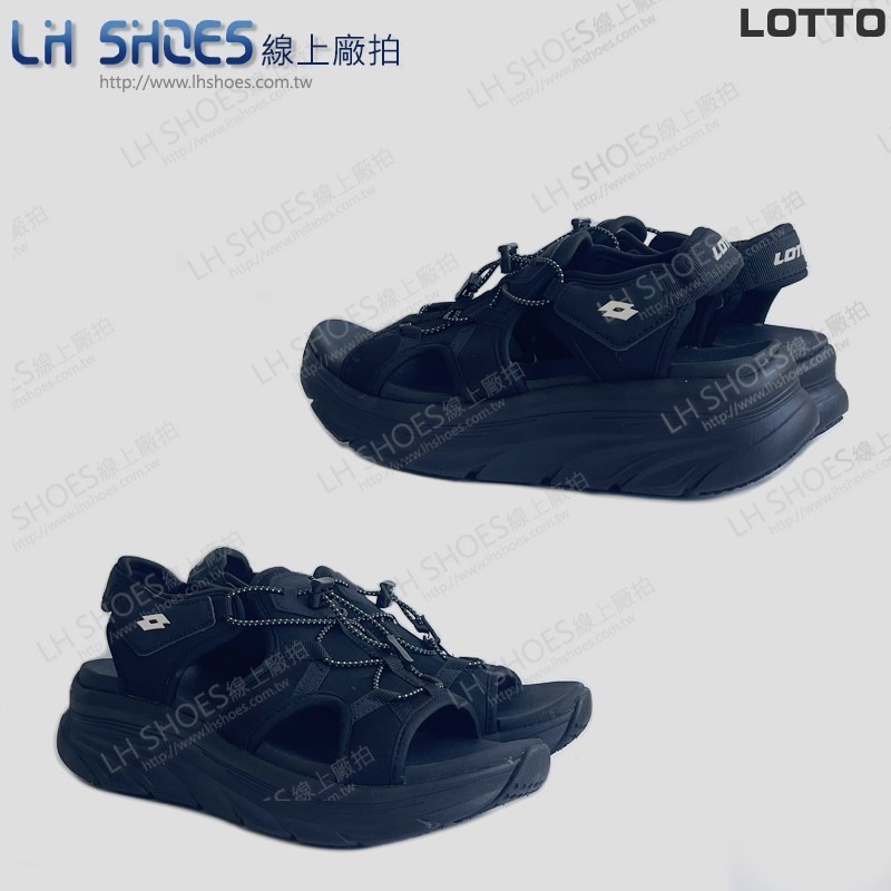 LOTTO 厚底 輕量 女 運動涼鞋 曜岩黑 CM 22/23 (9340) 瑕疵特價-細節圖3