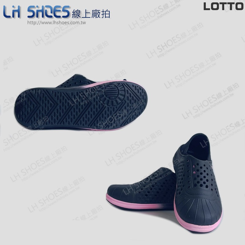 B品 LOTTO 可後踩 洞洞鞋 女鞋 黑 CM 23 (LT8240)-細節圖2