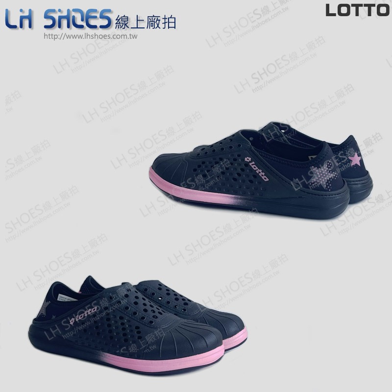 B品 LOTTO 可後踩 洞洞鞋 女鞋 黑 CM 23 (LT8240)-細節圖3