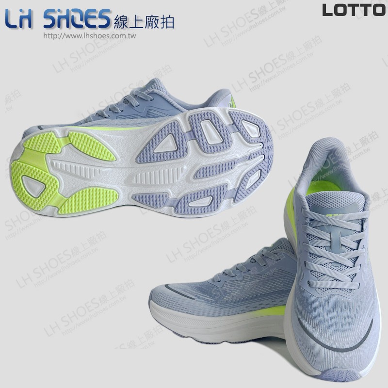 B品 LOTTO 2E 寬楦 輕量 運動鞋 女鞋 水藍/螢光綠 CM 25 (LT0176)-細節圖2