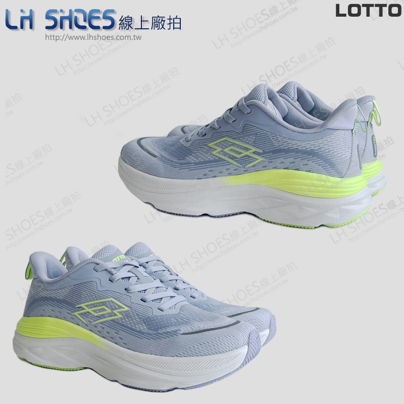 B品 LOTTO 2E 寬楦 輕量 運動鞋 女鞋 水藍/螢光綠 CM 25 (LT0176)-細節圖3