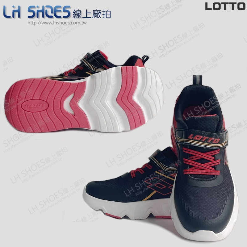 LOTTO 氣墊 童 運動鞋 黑紅 CM 23.5 (9210) 瑕疵特價-細節圖2