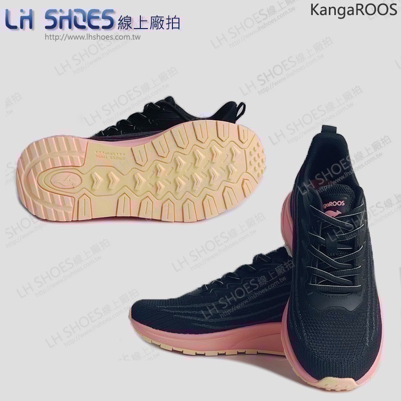 KangaROOS 輕量 飛織 女 運動鞋 黑粉橘 CM 23.5/24/24.5/25/25.5 (41551)-細節圖2