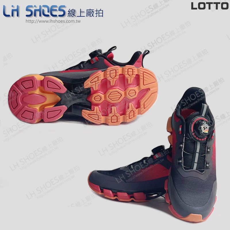 LOTTO 免綁帶 轉扣 童 運動鞋 黑紅 CM 23.5 (9860) 瑕疵特價-細節圖2