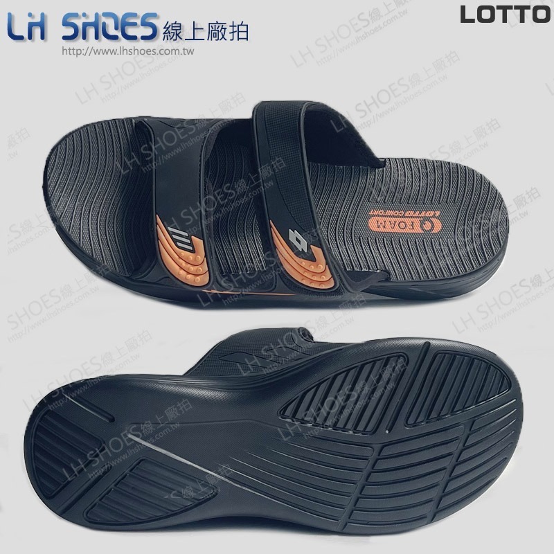 LOTTO 男 拖鞋 黑橘 CM 25 (8610) 瑕疵特價-細節圖2