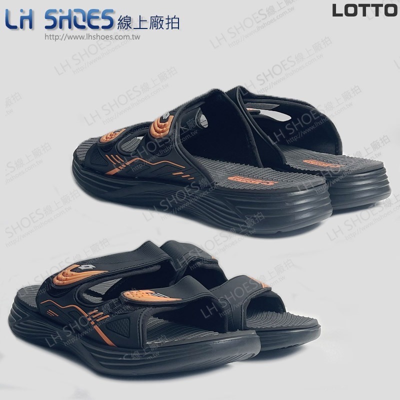 LOTTO 男 拖鞋 黑橘 CM 25 (8610) 瑕疵特價-細節圖3