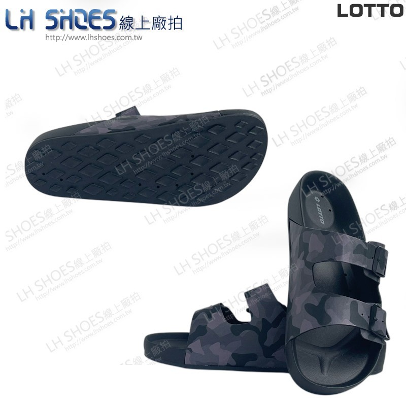 LOTTO 排水 男 拖鞋 黑迷彩 CM 25/28 (5620) 瑕疵特價-細節圖2