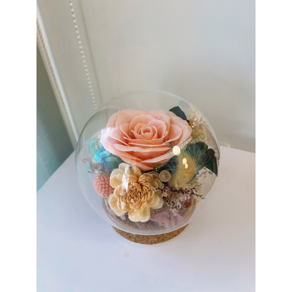 乾燥花玻璃球乾燥花盅-細節圖2