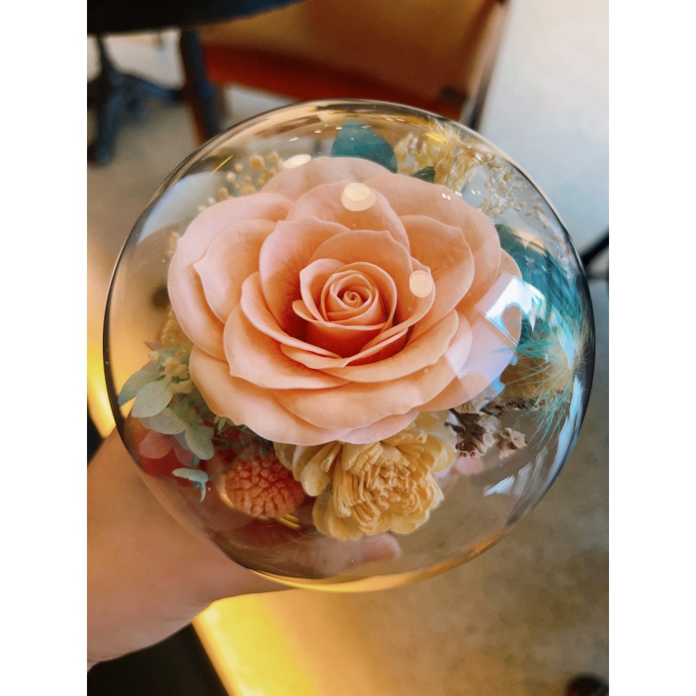 乾燥花玻璃球乾燥花盅-細節圖5
