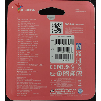 ADATA 威剛 UV320 64GB USB 3.2 高速隨身碟 清新白綠-細節圖2