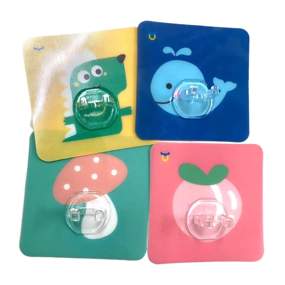 牙刷架 4入 免打孔牙刷架【附發票】【8851710】 無痕牙刷架 卡通牙刷架 透明貼 免釘式牙刷掛鉤 免釘牆-細節圖2