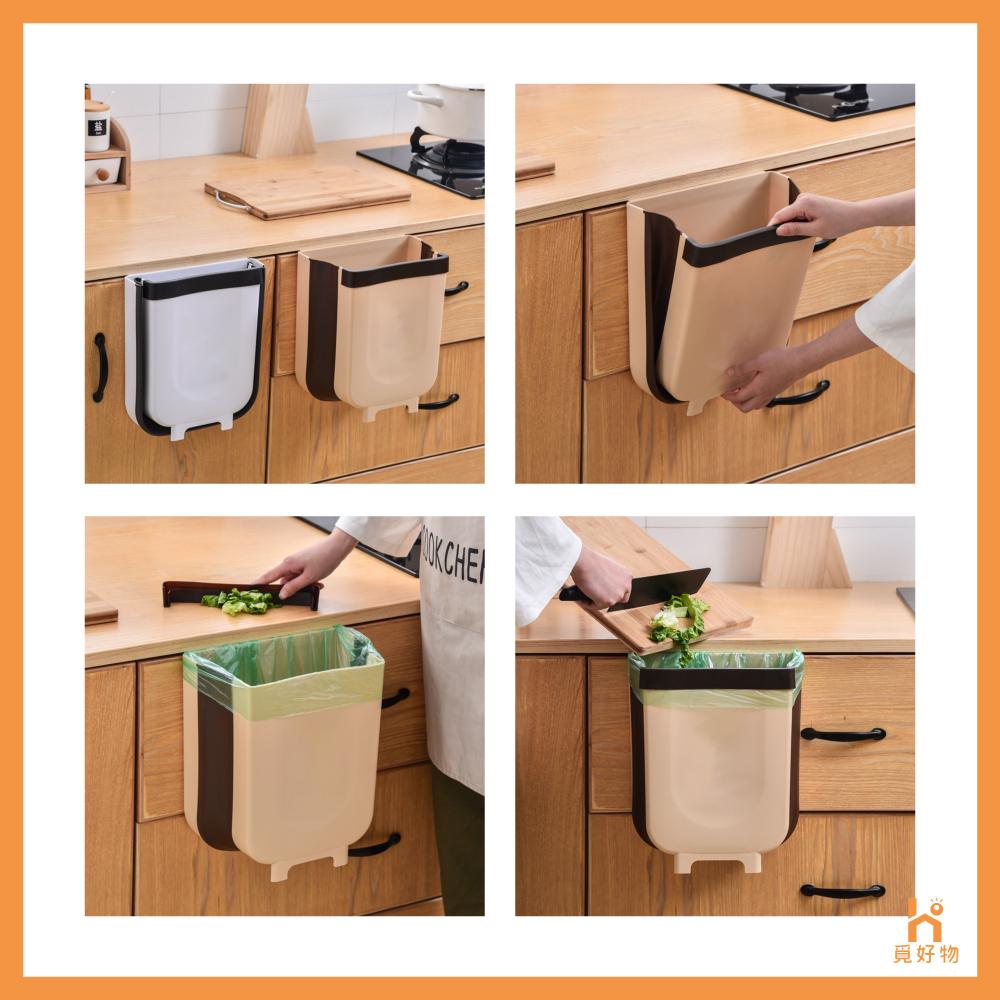 掛式垃圾桶 廚餘桶 壁掛垃圾桶 Ho覓好物【8851457】廚餘收納桶 廚房垃圾桶 廚餘垃圾桶 折疊垃圾桶-細節圖2