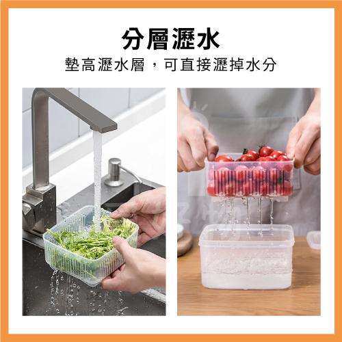 保鮮瀝水盒 瀝水保鮮盒 日本製【附發票】【1313019】NAKAYA 蔬果收納盒 雙層瀝水保鮮盒 保鮮盒 冷凍 微波-細節圖2