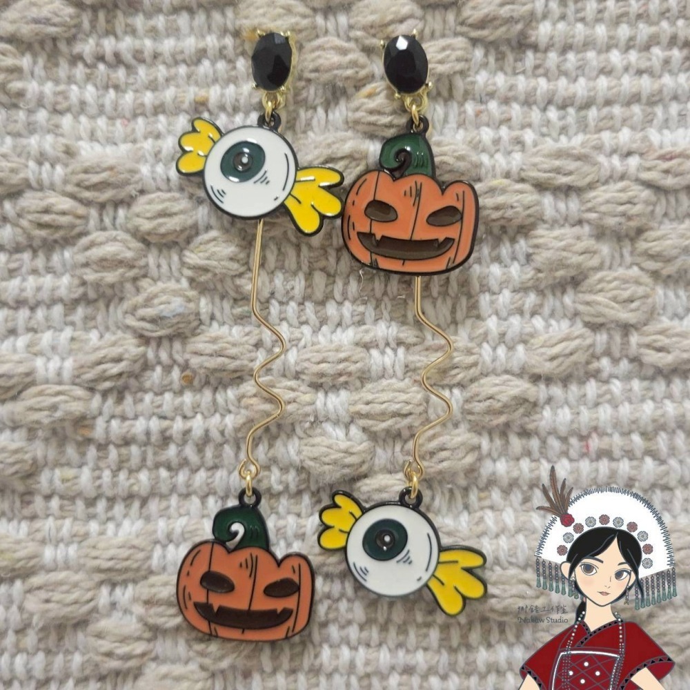【nakaw.studio】萬聖節系列耳環 搞怪設計款 不對稱設計耳飾-細節圖3