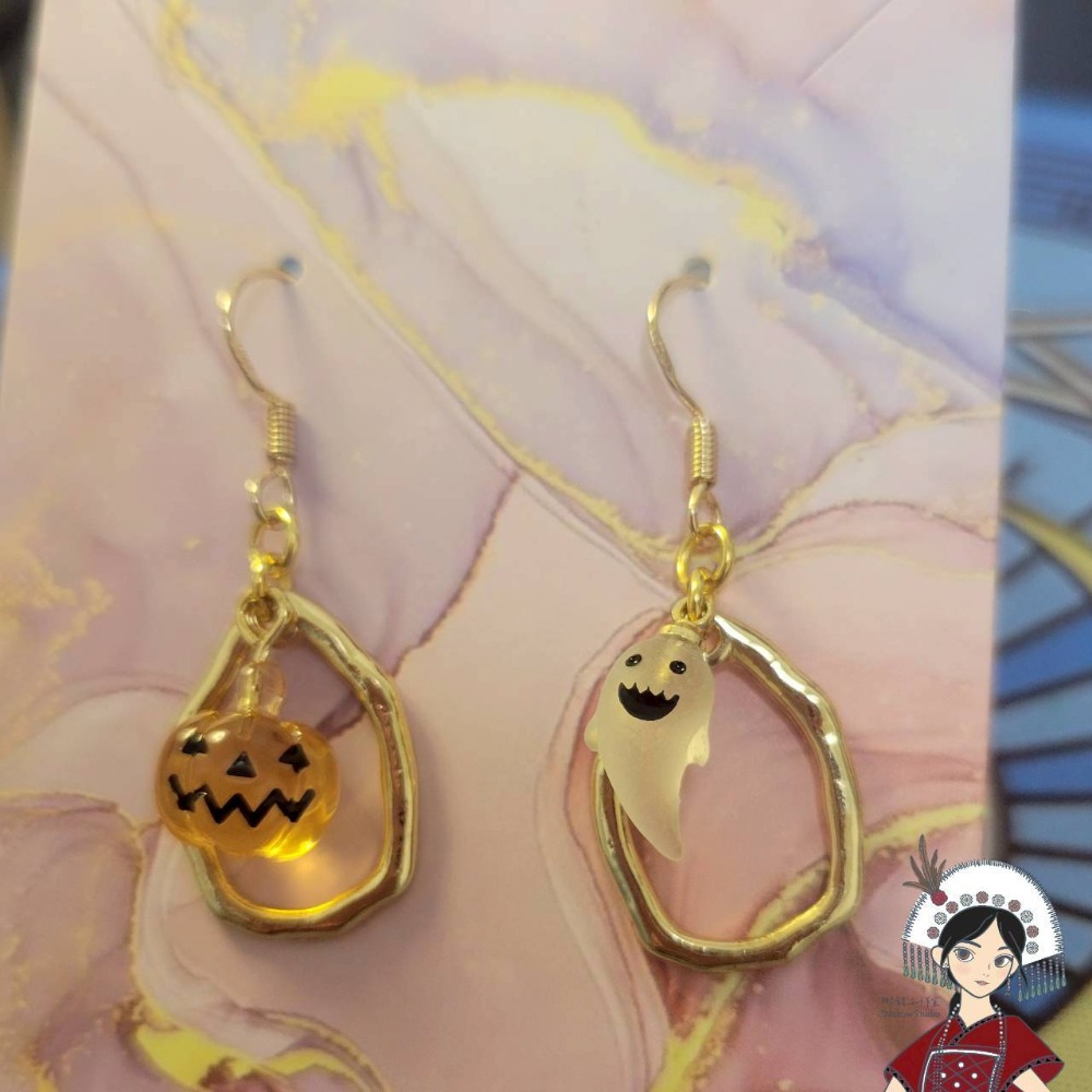 【nakaw.studio】萬聖節系列耳環 搞怪設計款 不對稱設計耳飾-規格圖3