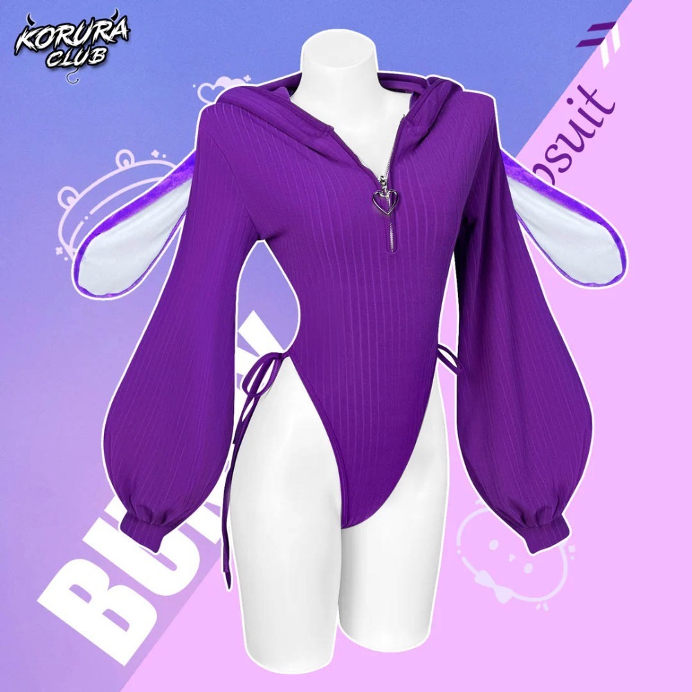 【特物魔屋】KORURACLUB COSPLAY角色扮演 針織高叉綁帶連身緊身長袖性感連帽耳朵兔女郎-規格圖9
