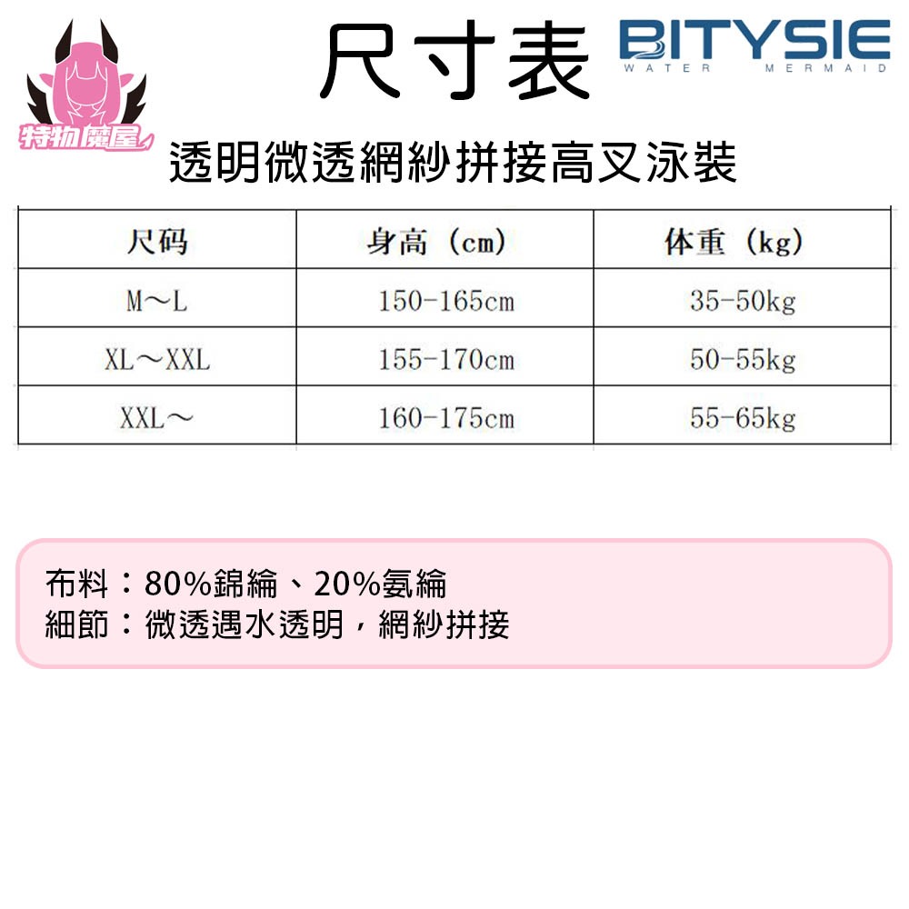 【特物魔屋】BITYSIE碧岱希 遇水透明微透 透視網紗拼接連身時尚拼色高叉顯瘦性感V字形露背 泳衣泳装-細節圖2