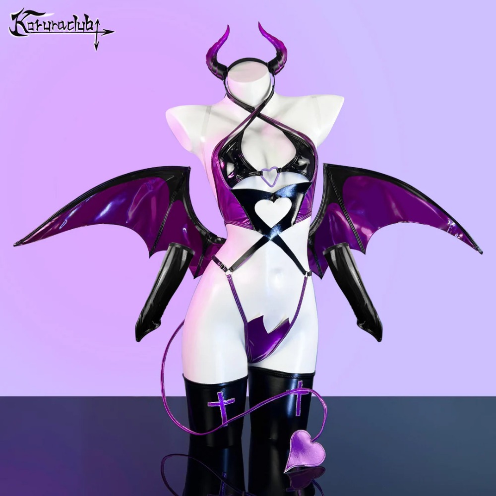 【特物魔屋｜賣家實拍】  KORURACLUB COSPLAY角色扮演萬聖節 慾望惡魔魅魔內衣套裝 高叉丁字吊帶性感漆皮-規格圖9