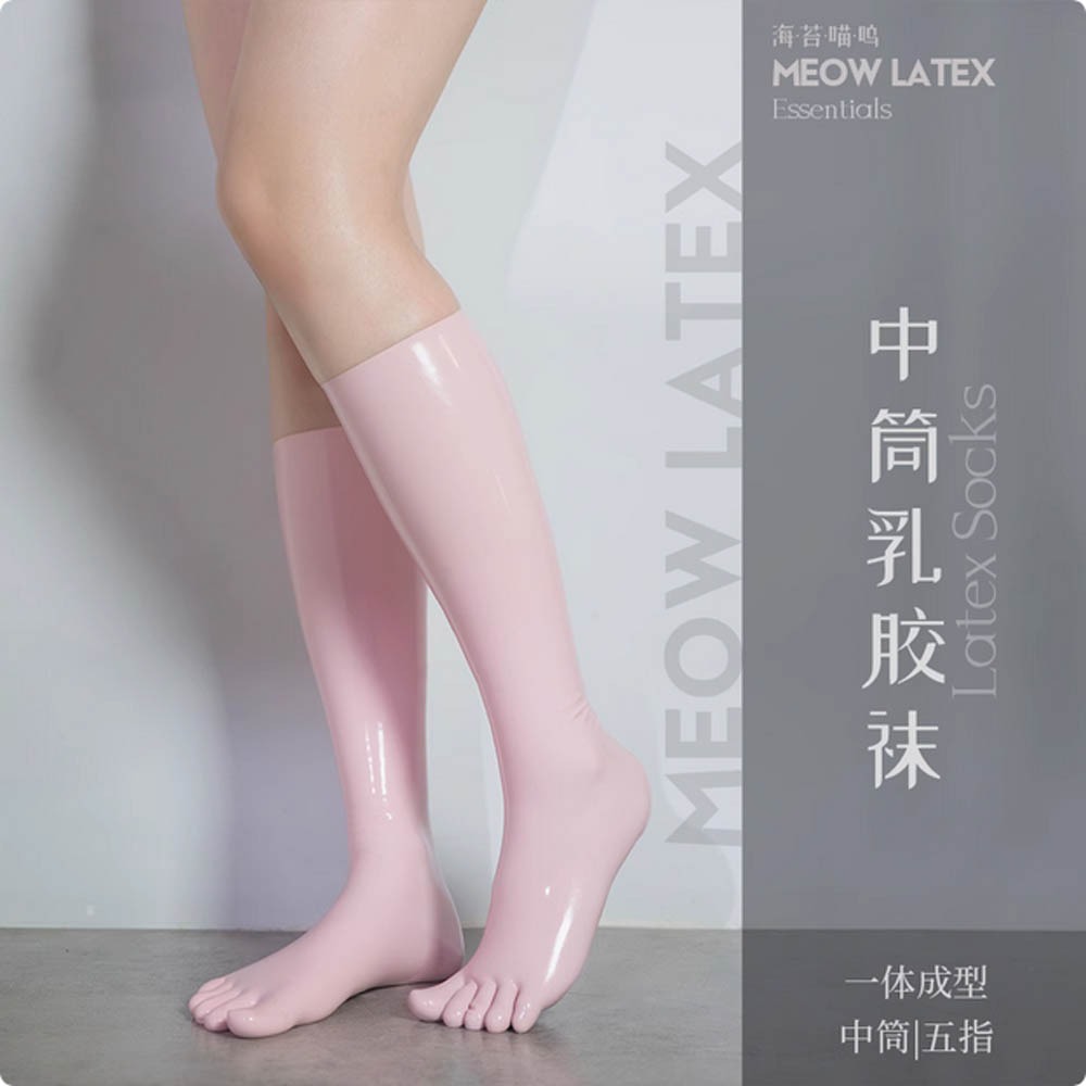 【特物魔屋】海苔喵嗚 黑色中筒襪乳膠襪 五指乳膠襪 乳膠衣COSPLAY kigurumi zentai 情趣襪-規格圖7