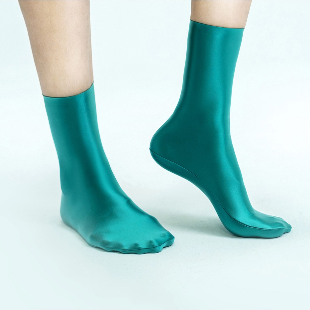 【特物魔屋】MJINM美優美 襪子 油亮光澤彩色 緊身氨綸運動家居無痕高彈力 高筒襪 長襪 中長襪 亮襪-細節圖5