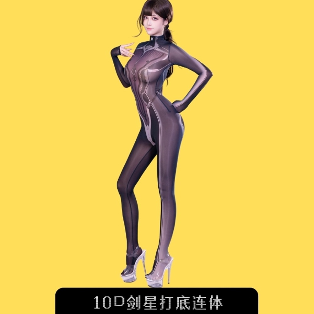 【特物魔屋】阿叔特皮Ashotplz COSPLAY劍星 魔改10D超薄印花連身緊身衣 性感背後拉鍊開襠拉鍊包腳-細節圖2