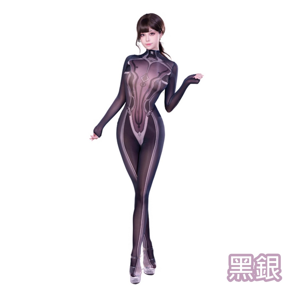 【特物魔屋】阿叔特皮Ashotplz COSPLAY劍星 魔改10D超薄印花連身緊身衣 性感背後拉鍊開襠拉鍊包腳-細節圖6
