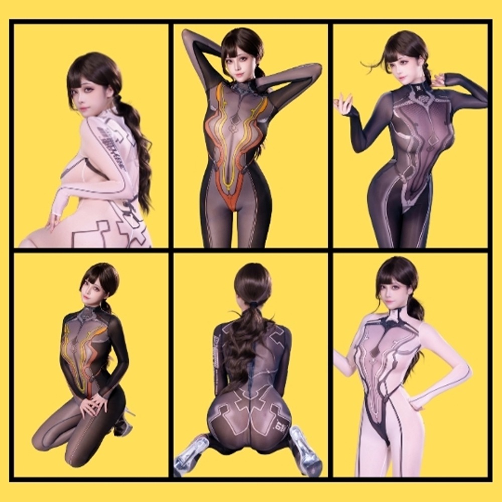 【特物魔屋】阿叔特皮Ashotplz COSPLAY劍星 魔改10D超薄印花連身緊身衣 性感背後拉鍊開襠拉鍊包腳-細節圖7