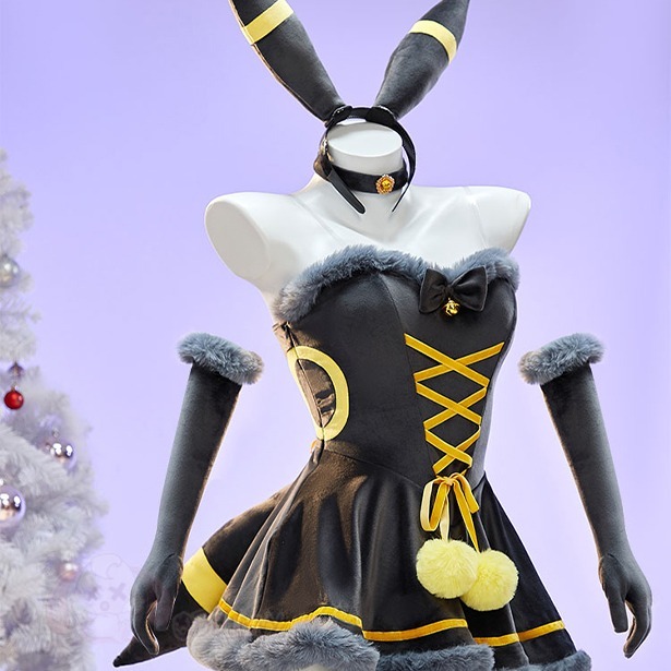【特物魔屋】爆了個兔 COSPLAY角色扮演 聖誕節 寶可夢神奇寶貝 月亮伊布 水伊布 太陽伊布 冬季毛絨斗篷連身裙-規格圖9