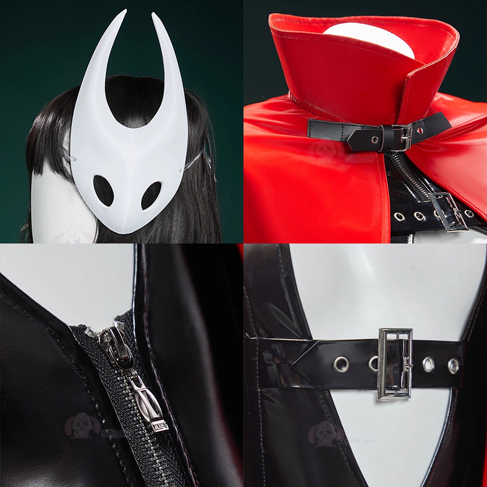 【特物魔屋】爆了個兔 COSPLAY角色扮演 萬聖節 空洞騎士絲之歌大黃蜂同人版 PU皮 斗篷高叉連身開胸緊身吊帶連身衣-細節圖5
