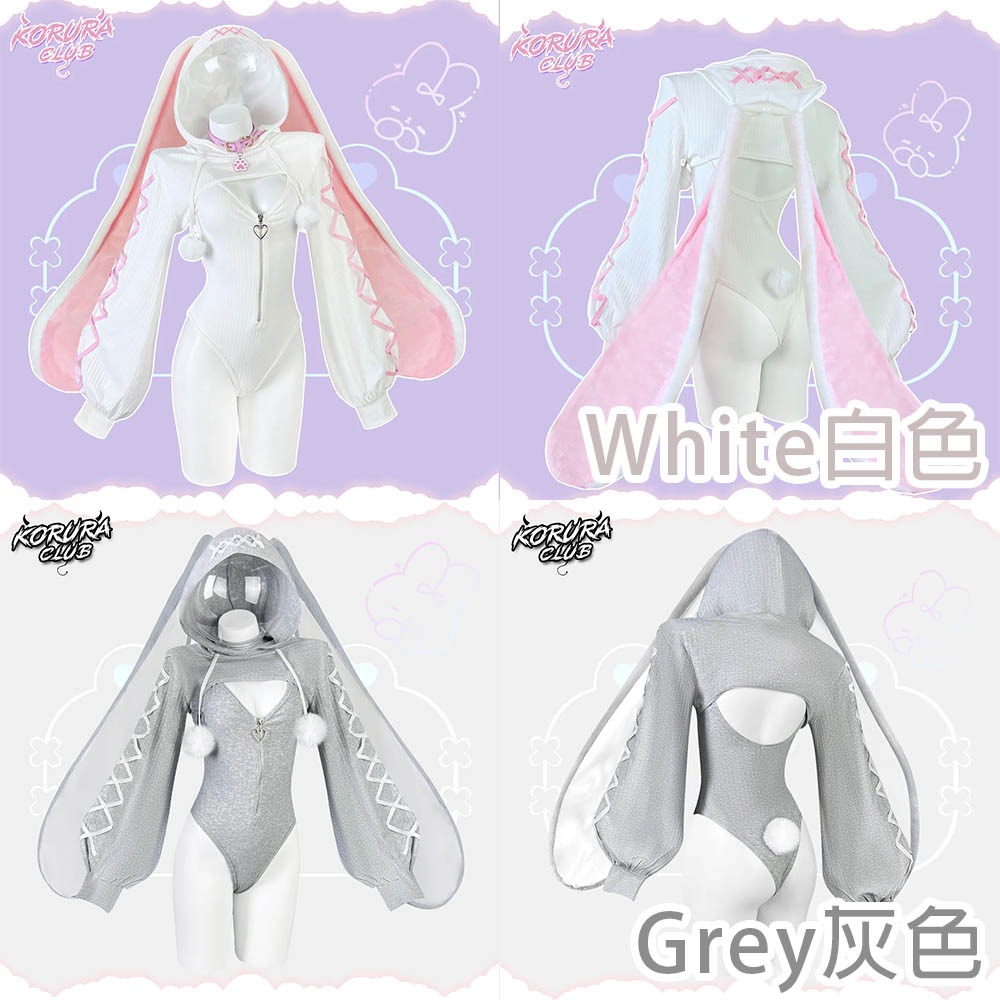 【特物魔屋】 KORURACLUB COSPLAY 可愛軟萌針織 連身高叉開胸包臀挖背前拉鍊 兔女郎-細節圖3