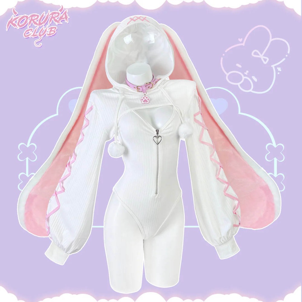 【特物魔屋】 KORURACLUB COSPLAY 可愛軟萌針織 連身高叉開胸包臀挖背前拉鍊 兔女郎-規格圖8