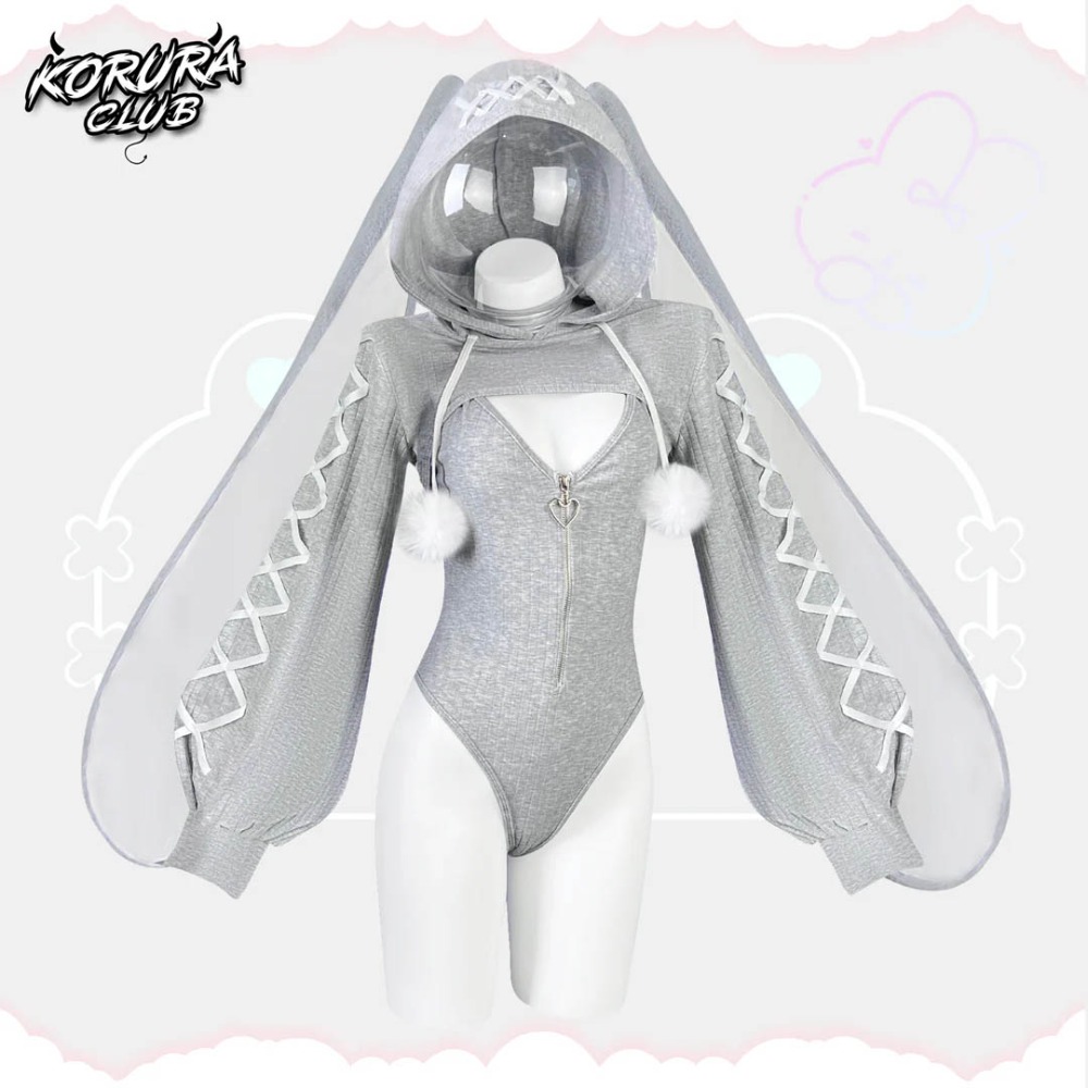 【特物魔屋】 KORURACLUB COSPLAY 可愛軟萌針織 連身高叉開胸包臀挖背前拉鍊 兔女郎-規格圖8