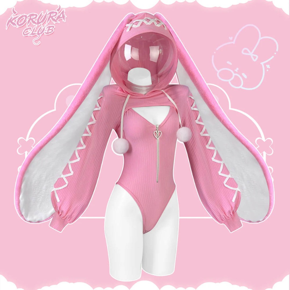 【特物魔屋】 KORURACLUB COSPLAY 可愛軟萌針織 連身高叉開胸包臀挖背前拉鍊 兔女郎-規格圖8