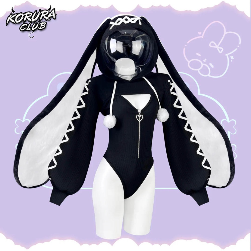 【特物魔屋】 KORURACLUB COSPLAY 可愛軟萌針織 連身高叉開胸包臀挖背前拉鍊 兔女郎-規格圖8