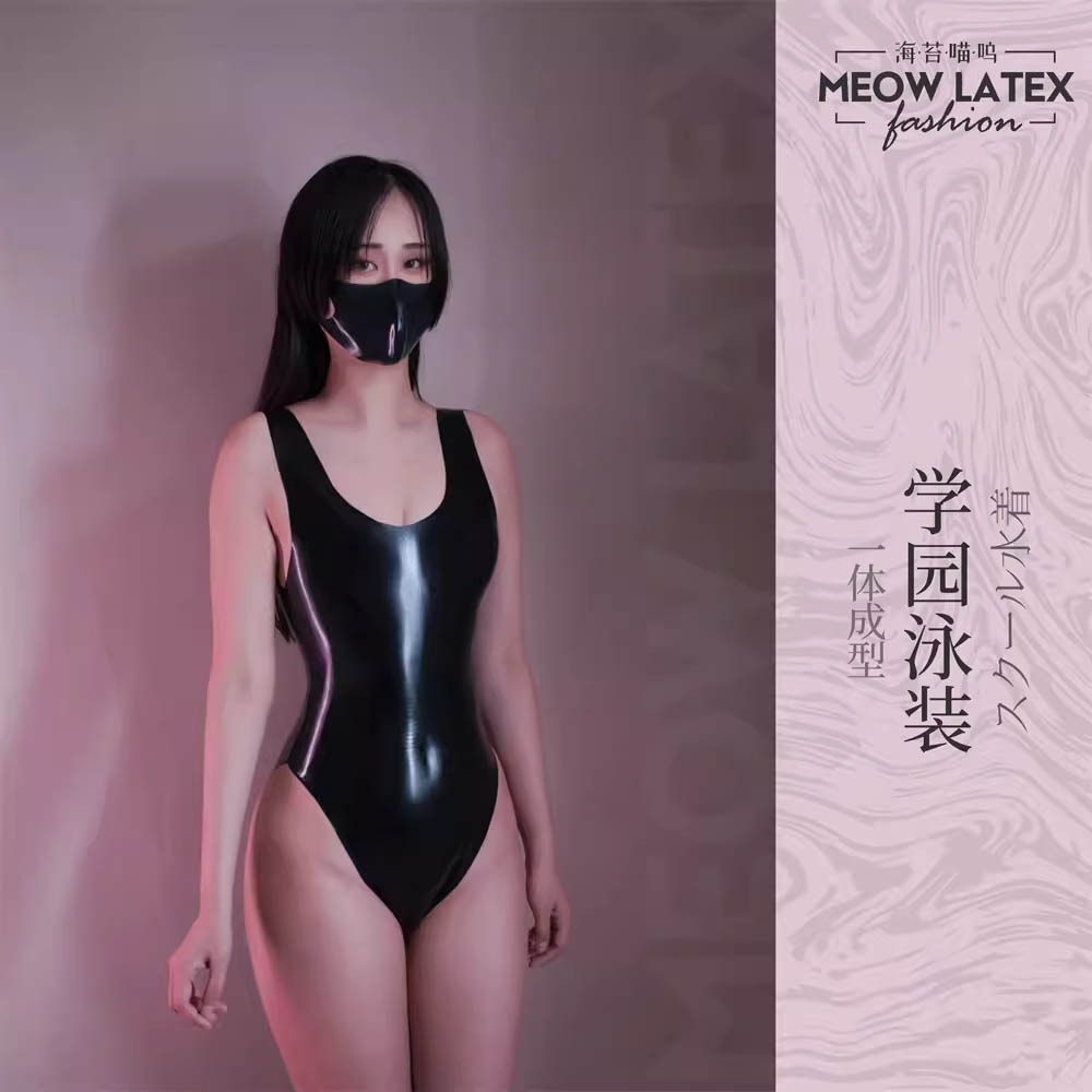 【特物魔屋｜賣家實拍】海苔喵嗚 一體成型乳膠衣 高叉連身乳膠泳裝 無袖開叉貼合 COSPLAY 乳膠死庫水 乳膠泳衣-規格圖8