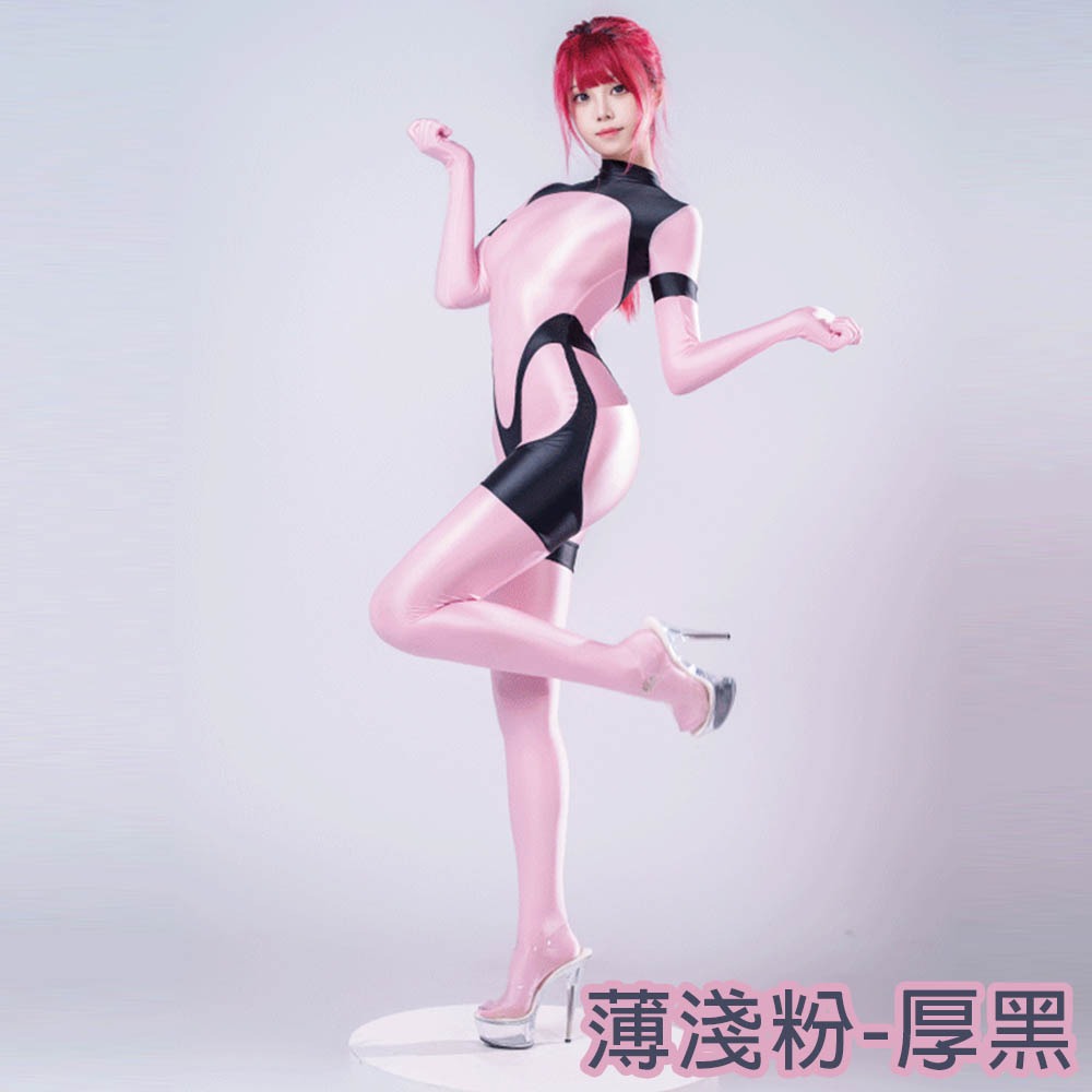 【特物魔屋】阿叔特皮ASHOTPLZ 錦氨薄厚 拼接 全包緊身連身衣 長袖連襪 油亮 背後拉鍊式 泳衣泳裝＜薄厚拼款＞-細節圖3