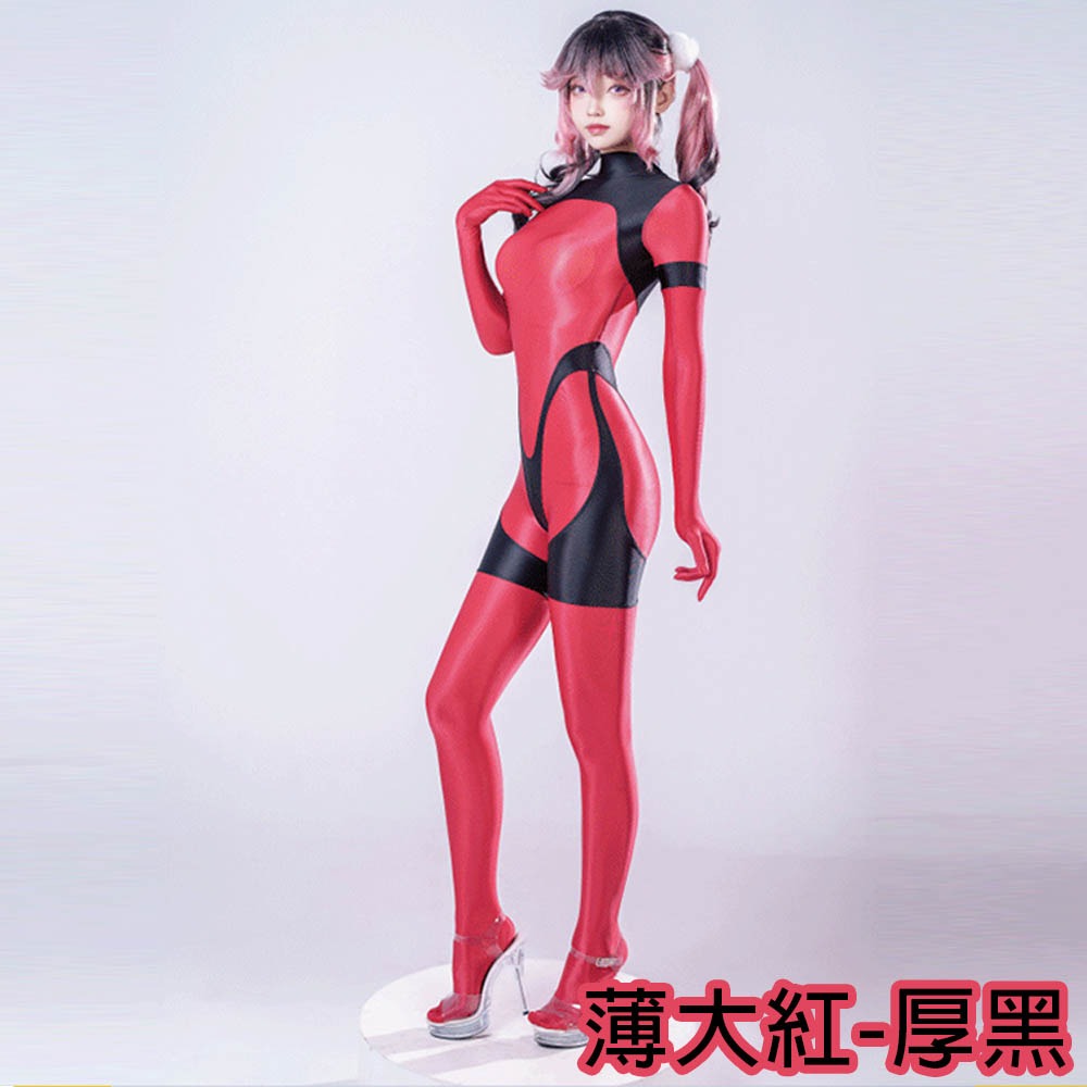 【特物魔屋】阿叔特皮ASHOTPLZ 錦氨薄厚 拼接 全包緊身連身衣 長袖連襪 油亮 背後拉鍊式 泳衣泳裝＜薄厚拼款＞-細節圖7