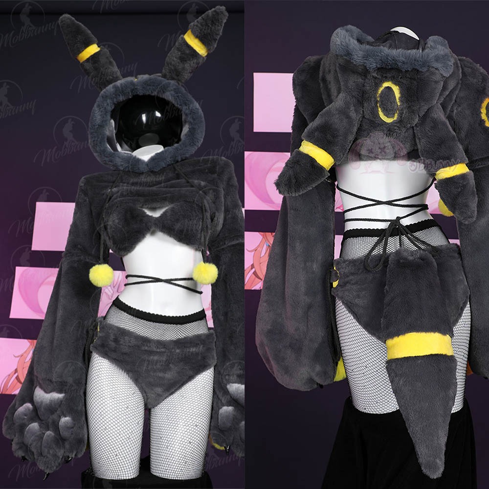 【特物魔屋】爆了個兔 原創 萌爪獸爪 神奇寶貝寶可夢 月亮伊布月精靈 毛绒绒 長袖 套裝 COSPLAY 比基尼-細節圖3