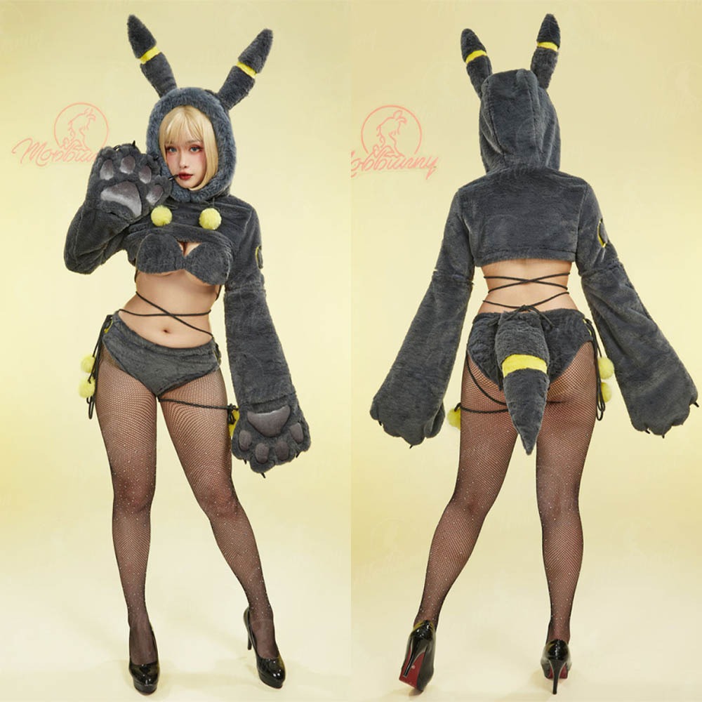 【特物魔屋】爆了個兔 原創 萌爪獸爪 神奇寶貝寶可夢 月亮伊布月精靈 毛绒绒 長袖 套裝 COSPLAY 比基尼-細節圖5