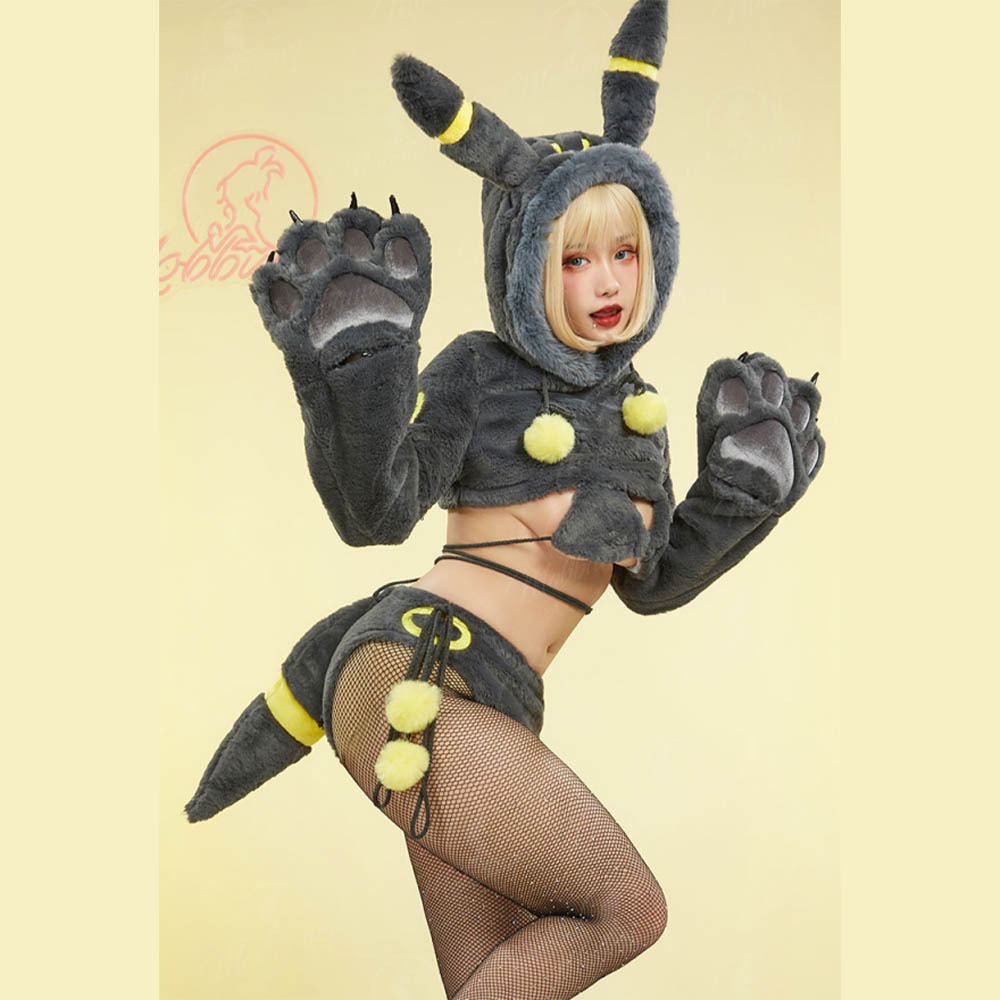 【特物魔屋】爆了個兔 原創 萌爪獸爪 神奇寶貝寶可夢 月亮伊布月精靈 毛绒绒 長袖 套裝 COSPLAY 比基尼-細節圖6