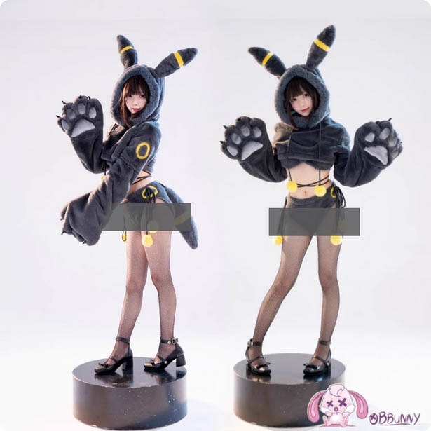 【特物魔屋】爆了個兔 原創 萌爪獸爪 神奇寶貝寶可夢 月亮伊布月精靈 毛绒绒 長袖 套裝 COSPLAY 比基尼-規格圖7