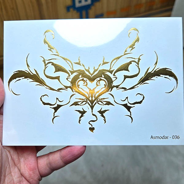 【特物魔屋｜現貨｜賣家實拍】Asmodar 原創設計 惡墮之花燙金紋身貼紙 COSPLAY 印記烙印魅魔惡魔紋身貼紙-規格圖4