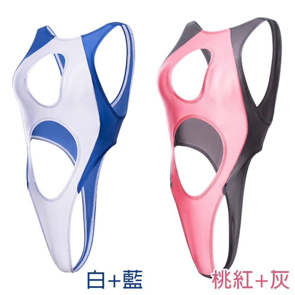 【特物魔屋】阿叔特皮Ashotplz 鏤空挖空拼色無袖背心露背高叉丁字襠錦氨油亮連身泳衣泳裝-細節圖5