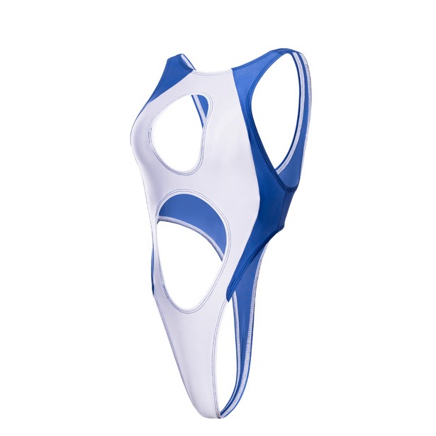 【特物魔屋】阿叔特皮Ashotplz 鏤空挖空拼色無袖背心露背高叉丁字襠錦氨油亮連身泳衣泳裝-規格圖7