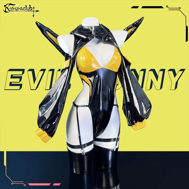 【特物魔屋｜賣家實拍】 KORURACLUB COSPLAY角色扮演 邪惡性感兔女郎高叉漆皮PU皮革丁字露背吊帶套裝-規格圖9